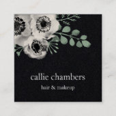 Carte De Visite Carré Aquarelle Anemone & Eucalyptus Floral (Devant)