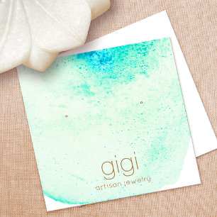Carte De Visite Carré Aquarelle Aqua Écrans Porte-oreille