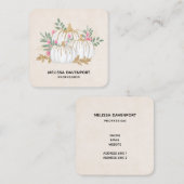 Carte De Visite Carré Aquarelle blanche et Citrouille or (Devant / Derrière)