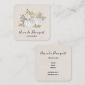 Carte De Visite Carré Aquarelle blanche et Citrouille or (Devant / Derrière)