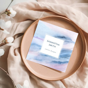 Carte De Visite Carré Aquarelle blanche moderne et élégante Abstraite