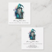 Carte De Visite Carré Aquarelle bleu Gnome (Devant / Derrière)