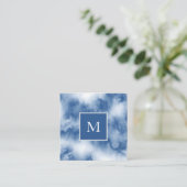 Carte De Visite Carré Aquarelle bleu Indigo Abstraite (Debout devant)
