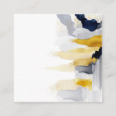 Carte De Visite Carré Aquarelle bleu marine et or (Dos)