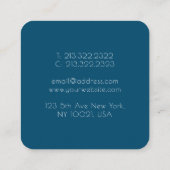 Carte De Visite Carré aquarelle bleu moderne ondulée abstraite (Dos)