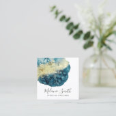 Carte De Visite Carré Aquarelle bleu moderne Unique Designer d'intérieur (Debout devant)