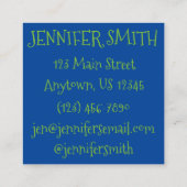 Carte De Visite Carré Aquarelle bleu vert peint Coeur Art Amour (Dos)