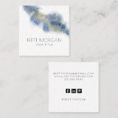 Carte De Visite Carré Aquarelle bleue Ethérée Abstraite (Devant / Derrière)