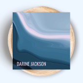 Carte De Visite Carré Aquarelle bleue minimaliste moderne Océan ondulé