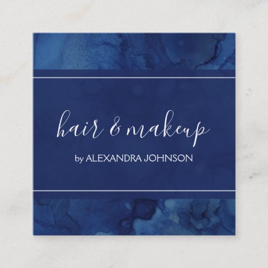 Carte De Visite Carré Aquarelle bleue Splash Abstrait moderne (Devant)