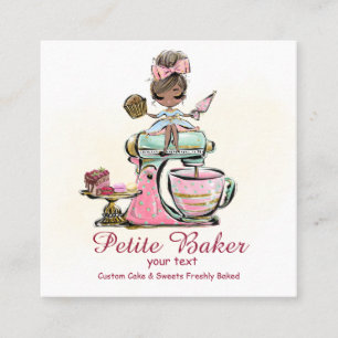 Carte De Visite Carré Aquarelle Boulangerie Mixer Pâtisserie Sucres