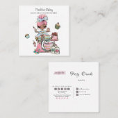Carte De Visite Carré Aquarelle Boulangerie Mixer Pâtisserie Sucres Gâte (Devant / Derrière)