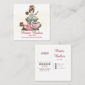 Carte De Visite Carré Aquarelle Boulangerie Mixer Pâtisserie Sucres gâte (Devant / Derrière)