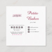 Carte De Visite Carré Aquarelle Boulangerie Mixer Pâtisserie Sucres gâte (Dos)