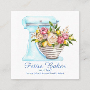 Carte De Visite Carré Aquarelle Boulangerie Mixer Pâtisserie Sucres Gâte