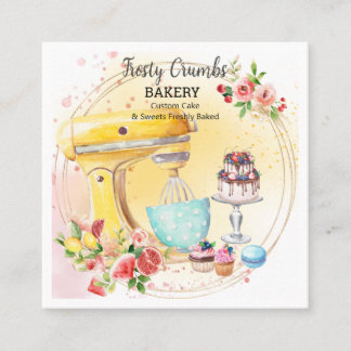Carte De Visite Carré Aquarelle Boulangerie Pâtisserie Sweets Cupcakes S