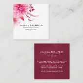 Carte De Visite Carré Aquarelle bourguignonne et rousse Florale (Devant / Derrière)