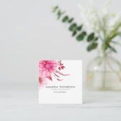 Carte De Visite Carré Aquarelle bourguignonne et rousse Florale (Debout devant)