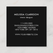 Carte De Visite Carré Aquarelle branche olive noir professionnel (Dos)