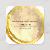 Carte De Visite Carré Aquarelle brossée or avec Monogramme (Dos)