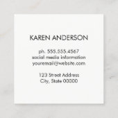 Carte De Visite Carré Aquarelle brossée Stylist Monogramme (Dos)