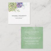 Carte De Visite Carré Aquarelle Cactus du désert Succulents (Devant / Derrière)