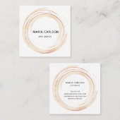 Carte De Visite Carré Aquarelle cercles abstraits contours tracés rosego (Devant / Derrière)