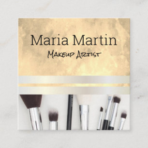 Carte De Visite Carré Aquarelle chic Artiste de maquillage Jeu de ma