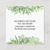 Carte De Visite Carré Aquarelle chic moderne feuillage vert de prairie s (Dos)