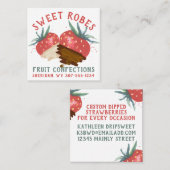 Carte De Visite Carré aquarelle chocolat confection de fraise couverte (Devant / Derrière)