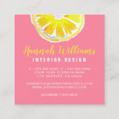 Carte De Visite Carré Aquarelle citron rose moderne (Dos)