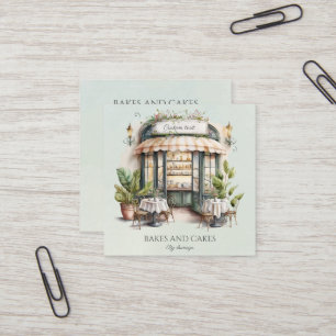 Carte De Visite Carré Aquarelle, code qr de la boulangerie