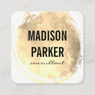 Carte De Visite Carré Aquarelle contemporaine Or brossé