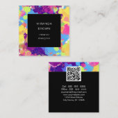 Carte De Visite Carré Aquarelle couleur Abstrait noir QR Code (Devant / Derrière)