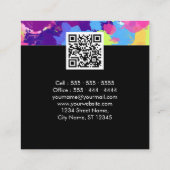 Carte De Visite Carré Aquarelle couleur Abstrait noir QR Code (Dos)