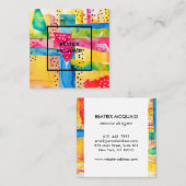 Carte De Visite Carré Aquarelle couleur Abstraite vive (Devant / Derrière)