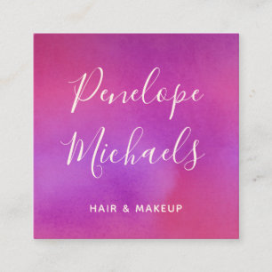 Carte De Visite Carré Aquarelle couleur de script moderne