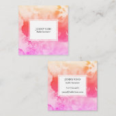 Carte De Visite Carré Aquarelle couleur texturée peinture rose (Devant / Derrière)