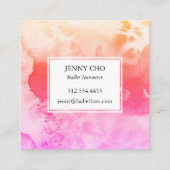 Carte De Visite Carré Aquarelle couleur texturée peinture rose (Dos)