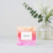 Carte De Visite Carré Aquarelle couleur texturée peinture rose (Debout devant)