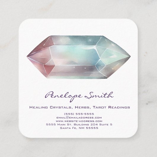 Carte De Visite Carré Aquarelle Crystal (Dos)