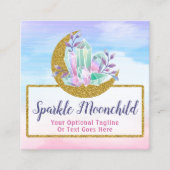 Carte De Visite Carré Aquarelle Crystals & Gold Crescent Moon Boutique (Devant)