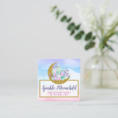 Carte De Visite Carré Aquarelle Crystals & Gold Crescent Moon Boutique (Debout devant)