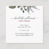 Carte De Visite Carré Aquarelle de Bourgogne Florale et Verdure Eucalypt (Dos)