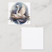 Carte De Visite Carré Aquarelle de cygne (Devant / Derrière)