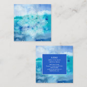 Carte De Visite Carré Aquarelle de dentelle blanche d'océan de plage de (Devant / Derrière)