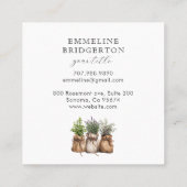 Carte De Visite Carré Aquarelle de jardiner Plantes pointés (Dos)