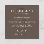 Carte De Visite Carré Aquarelle de Pêche Flore Rose & Sage Vert (Dos)