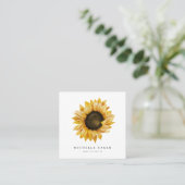 Carte De Visite Carré Aquarelle de tournesol rustique (Debout devant)