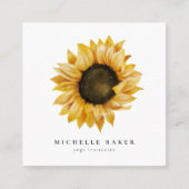 Carte De Visite Carré Aquarelle de tournesol rustique (Devant)